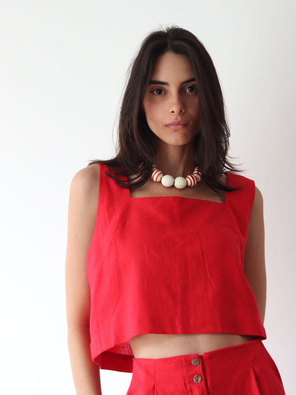 Blusa Decote Quadrado - vermelha