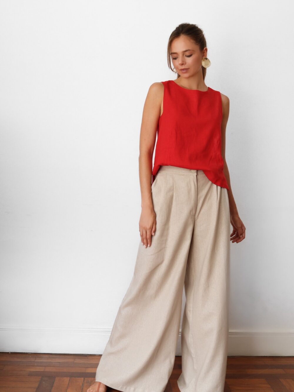Calça wide leg Vic - Areia