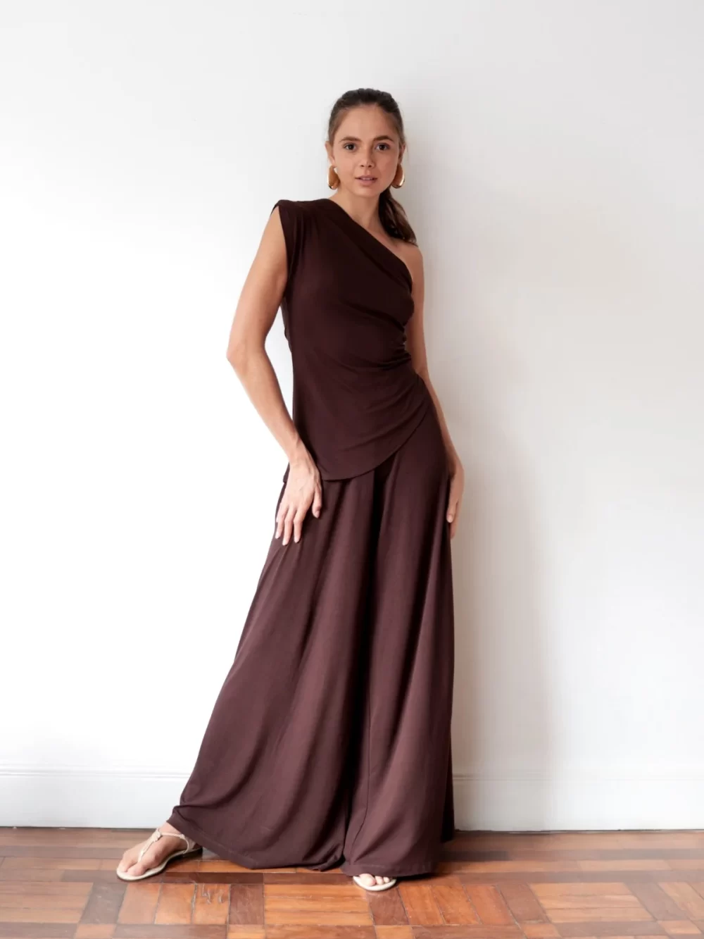 Calça super pantalona - marrom