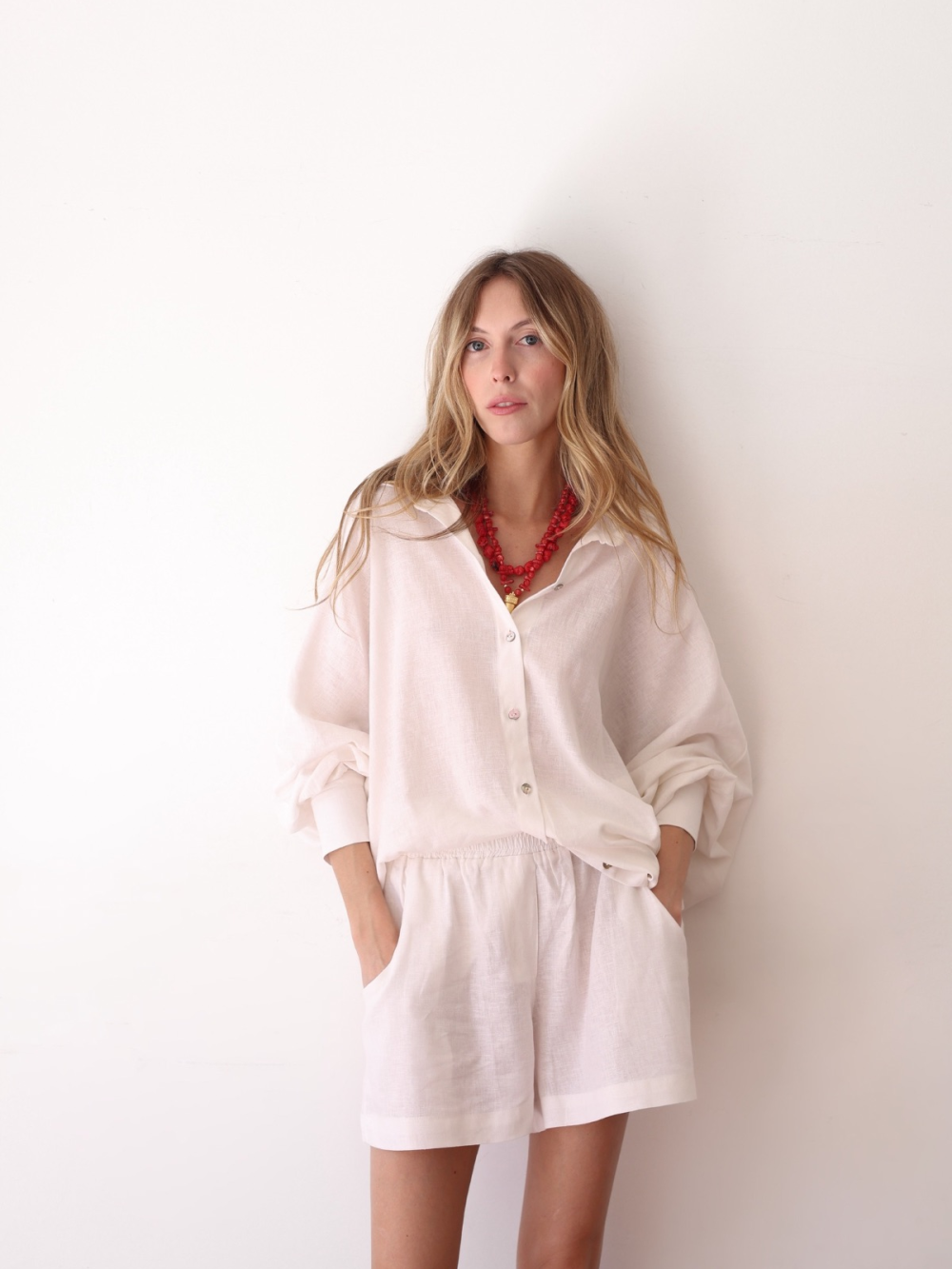 Camisa oversized de linho branca - Morgen