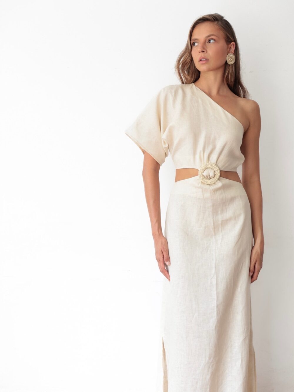 Vestido Longo Bizet em linho puro - Concha