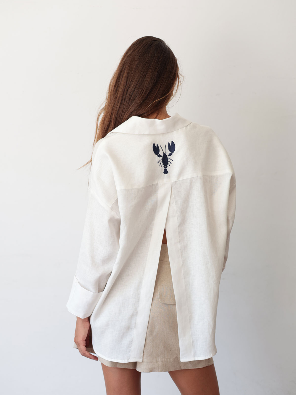 Camisa Fenda de linho puro - Branca (PRÉ-VENDA ENVIO 20/03)