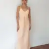Vestido olimpo linho puro - Amêndoa
