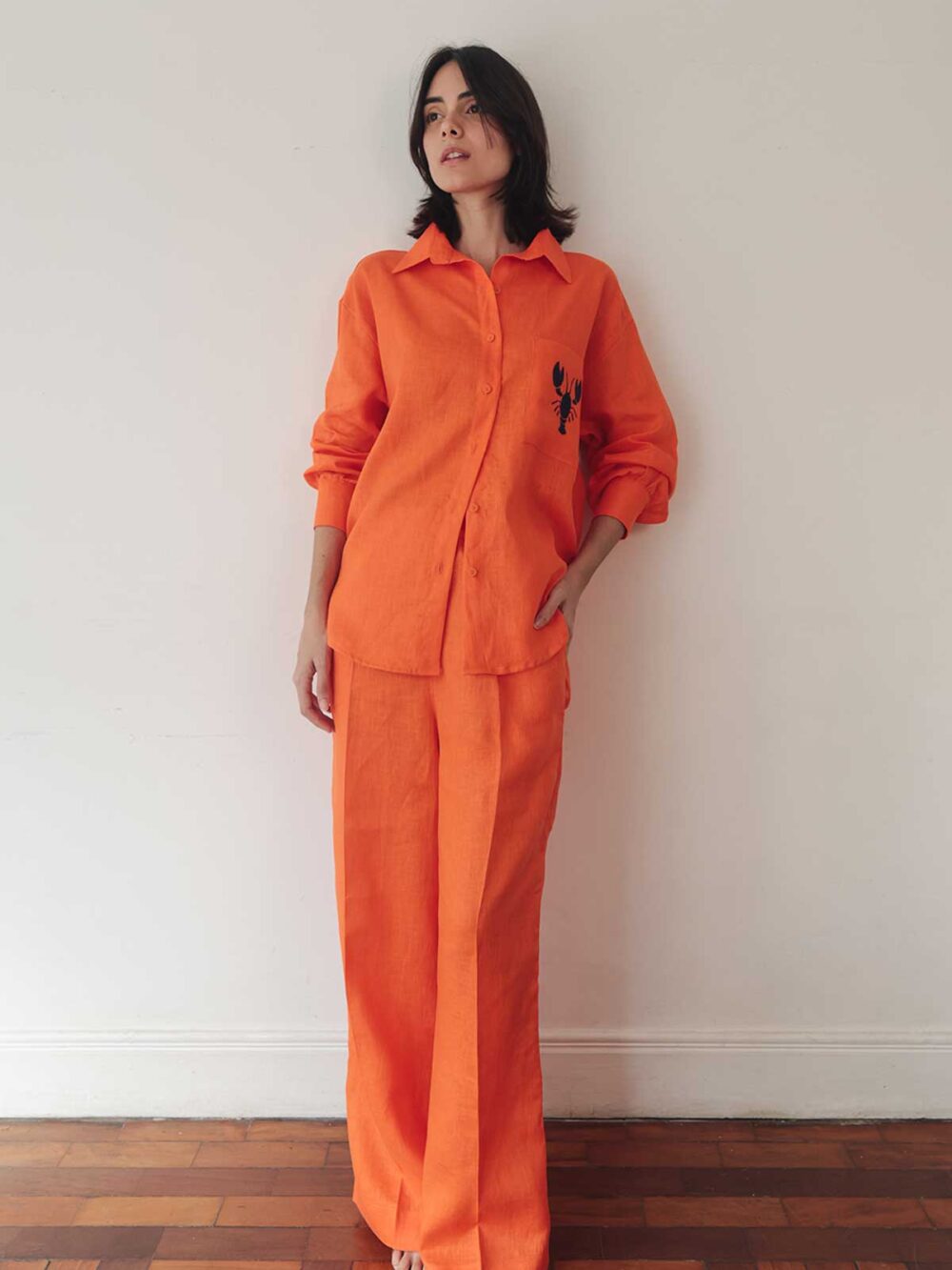 Calça Oslo em linho puro - laranja