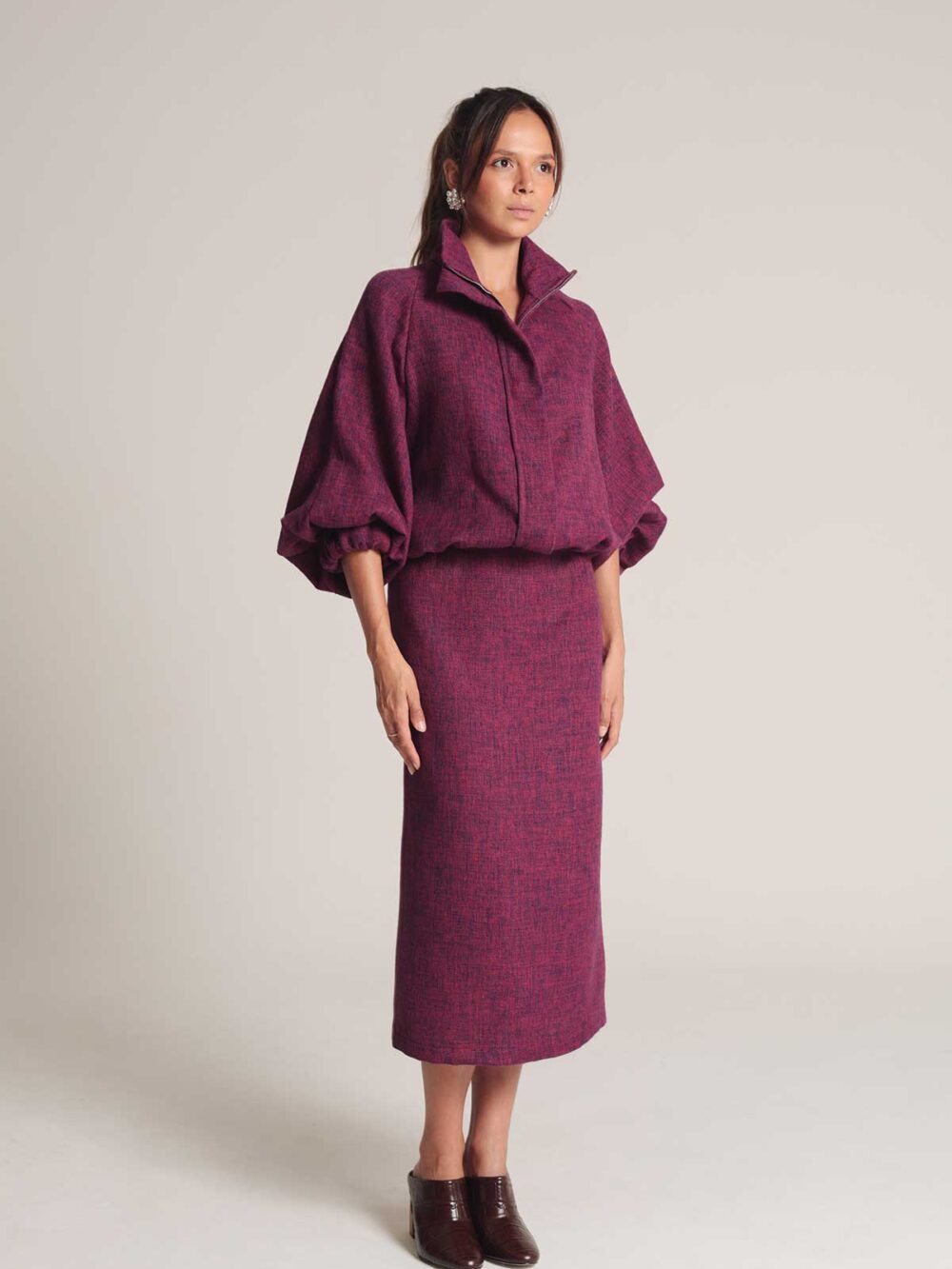 Saia lápis tweed - Roxo