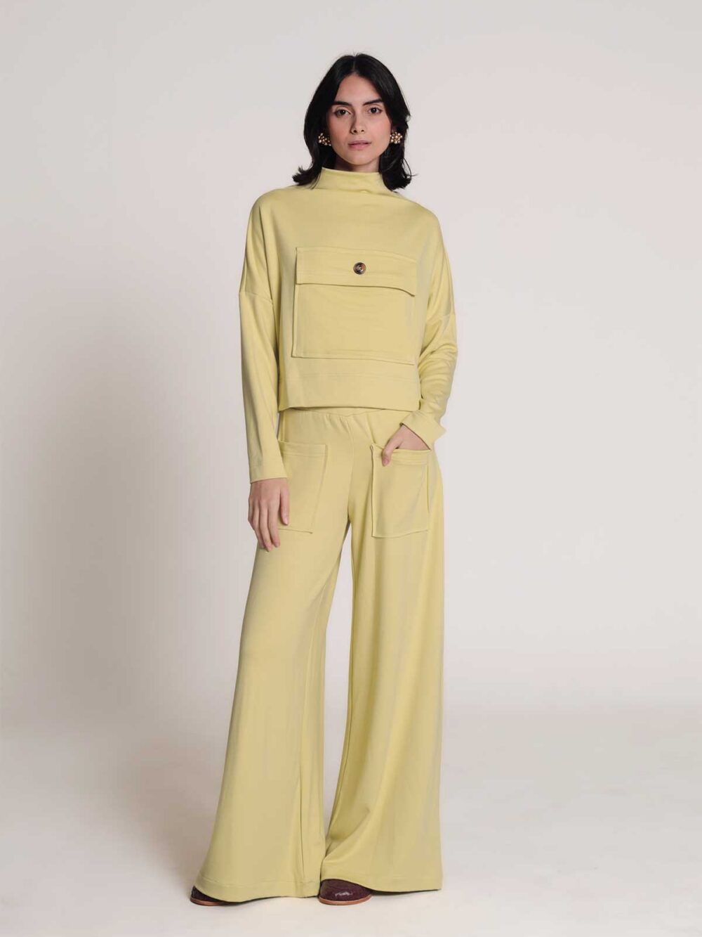 Calça wide leg moletinho - Cítrica